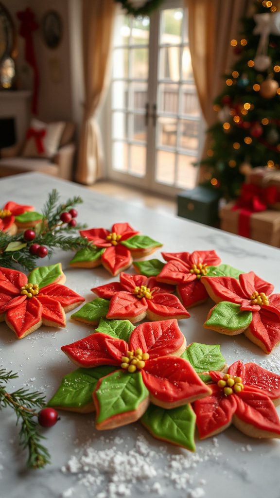 festive poinsettia sugar cookies