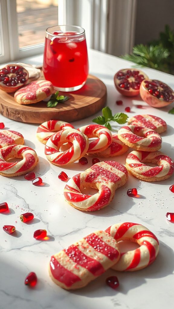 festive pomegranate candy cane cookies