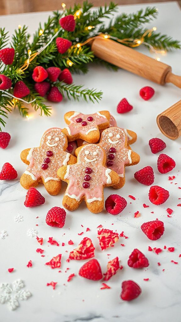 festive raspberry gingerbread cookies
