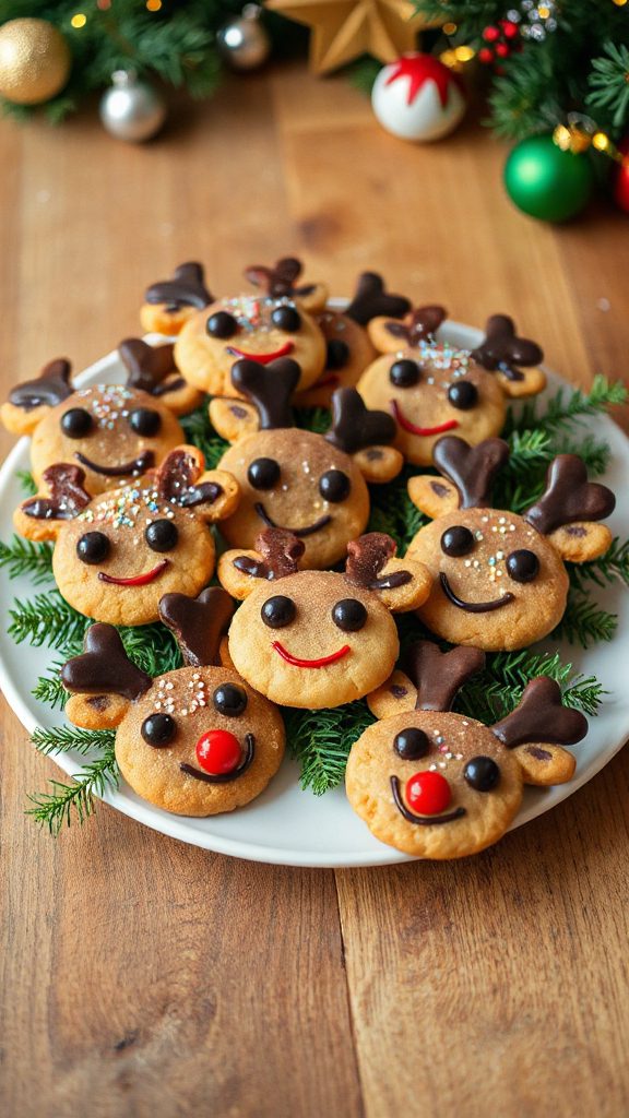 festive reindeer emoji cookies
