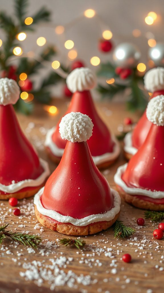 festive santa hat cookies