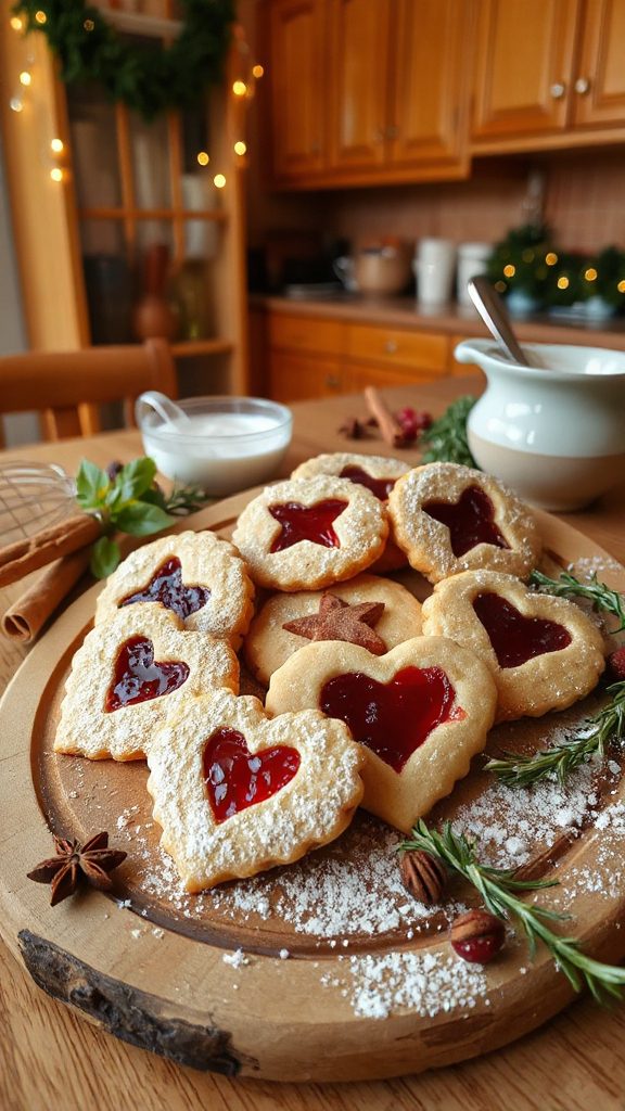 festive spiced linzer cookies