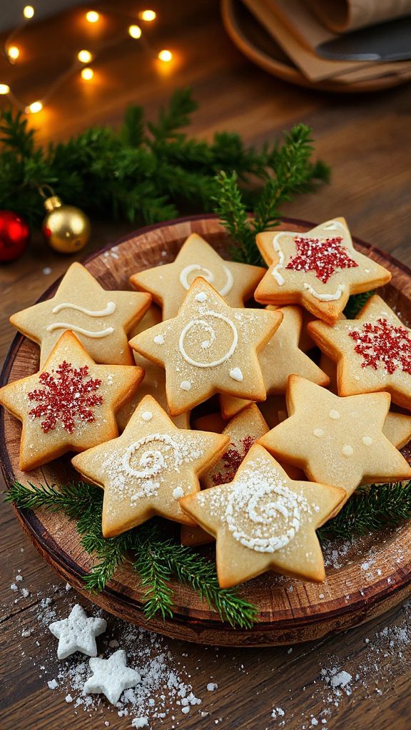 festive star shaped holiday cookies
