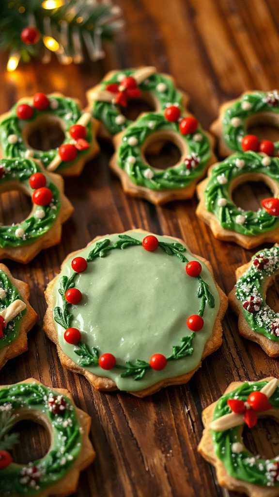festive sugar cookie wreaths