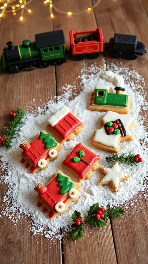 festive train shaped cookies festive train shaped cookies