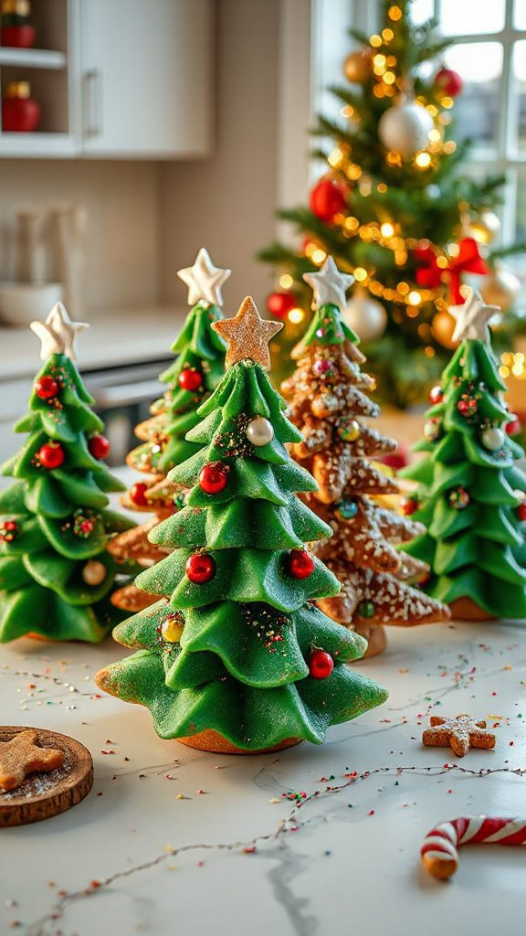 festive tree cookies with glitter festive tree cookies with glitter