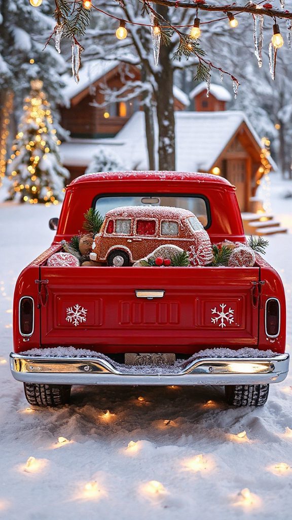 festive truck shaped cookies