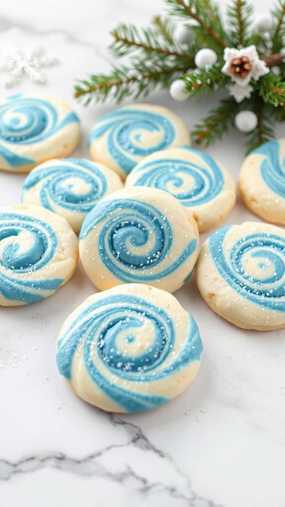 festive winter swirl cookies