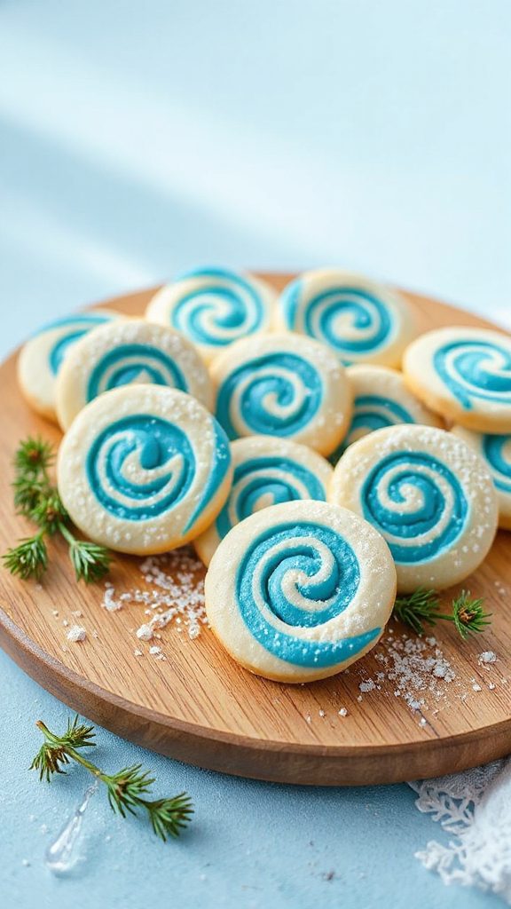 frosty blue and white cookies