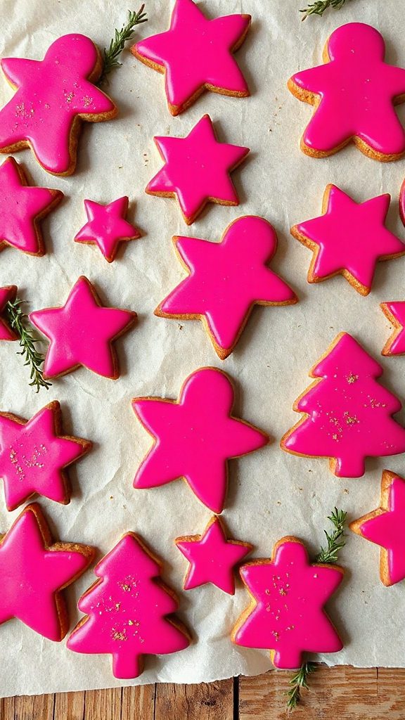 gingerbread cookies with hibiscus glaze