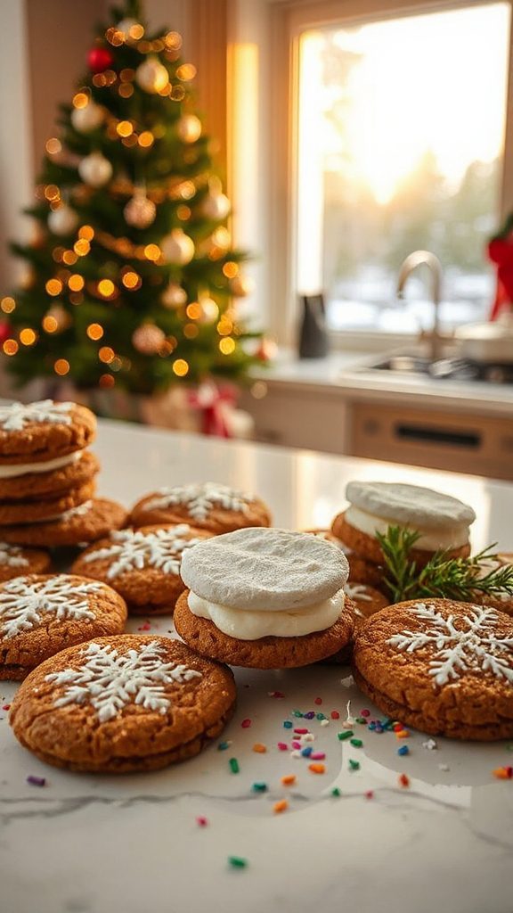 gingerbread marshmallow cookie sandwiches
