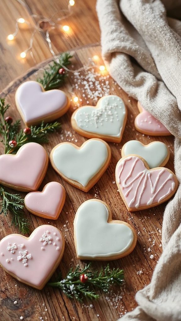 heart shaped frosted sugar cookies