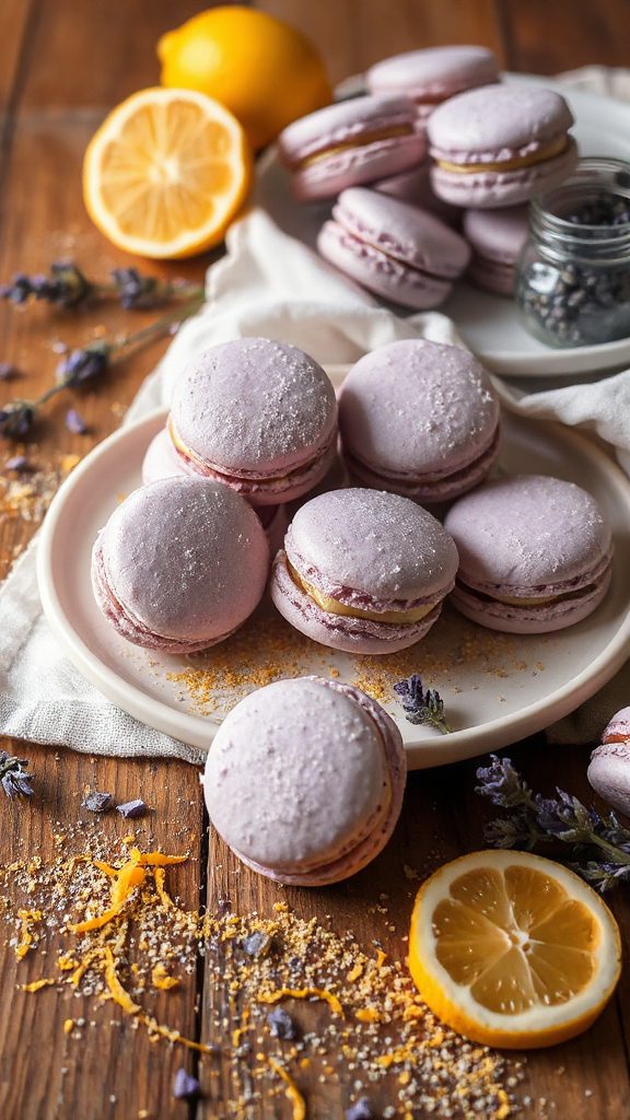 lavender lemon flavored macarons