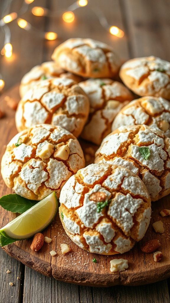 lime spiced macadamia crinkle cookies