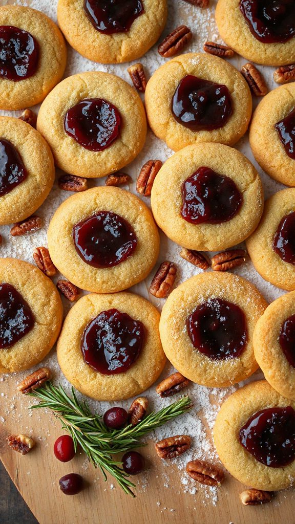 maple pecan thumbprint cookies