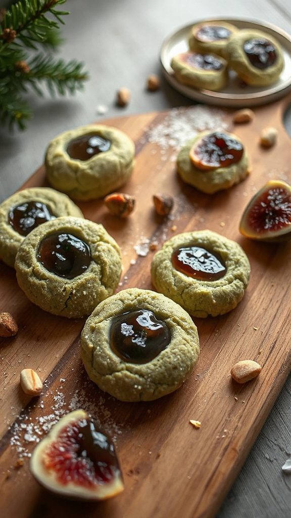 matcha chocolate thumbprint cookies