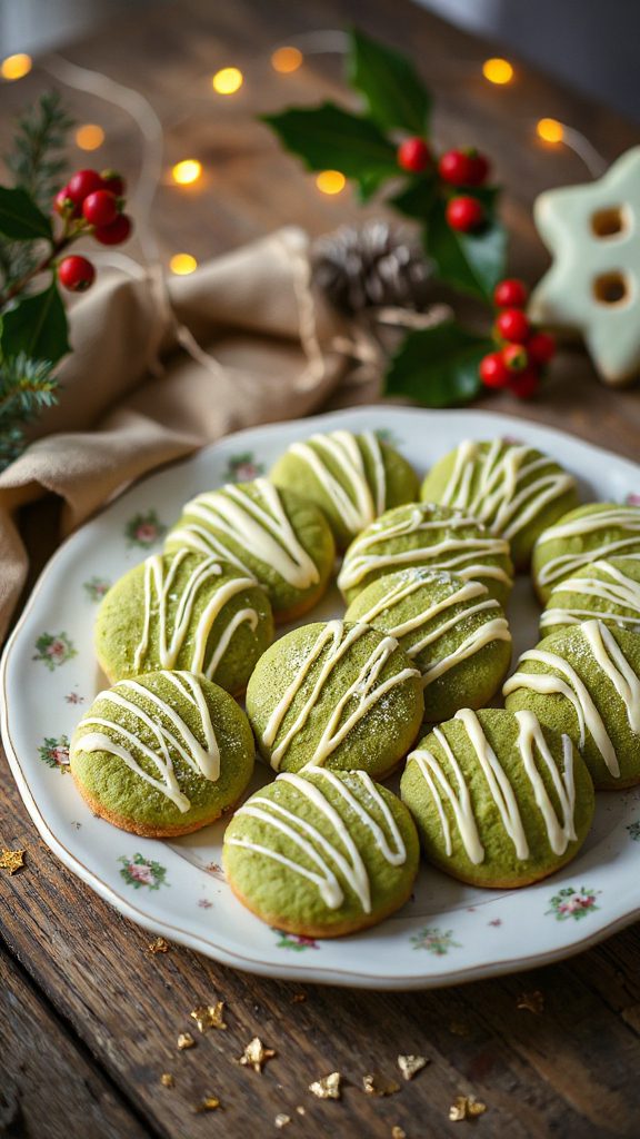 matcha cookies with drizzle