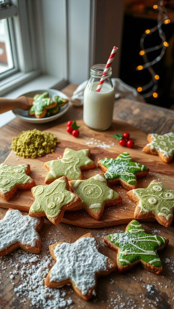 matcha infused gingerbread cookies