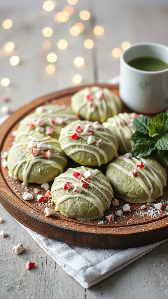matcha peppermint bark cookies