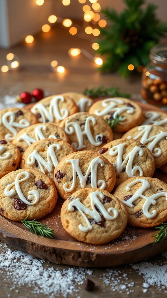 monogrammed chocolate chip cookies