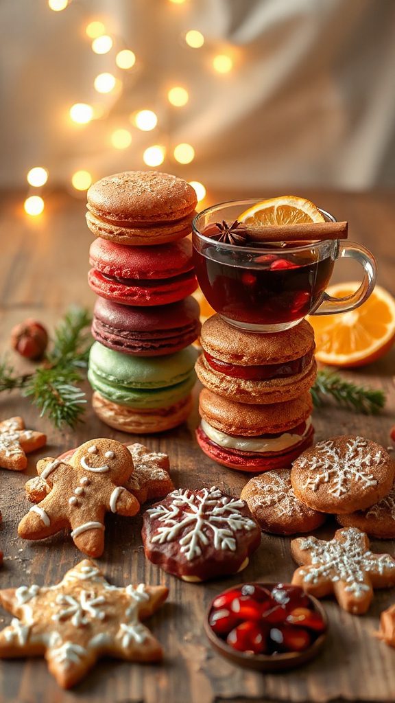 mulled wine berry macarons