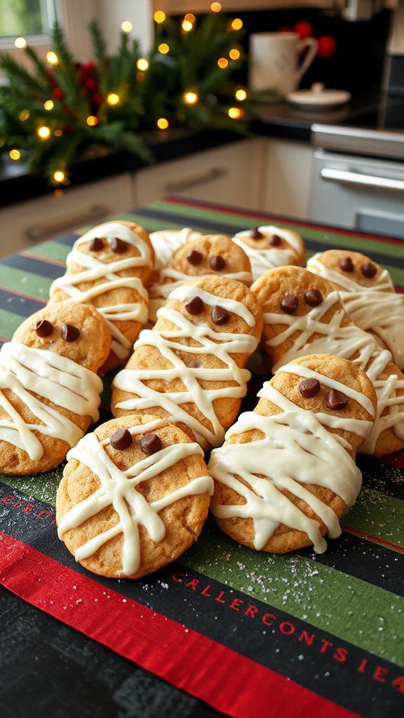mummy cookies with chocolate drizzle mummy cookies with chocolate drizzle