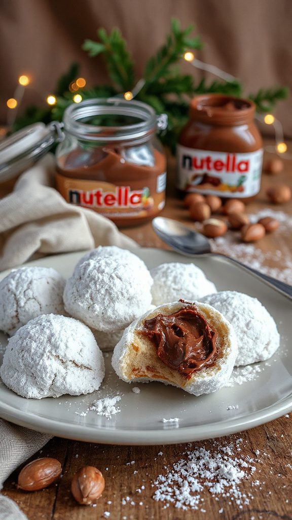 nutella filled snowball cookies