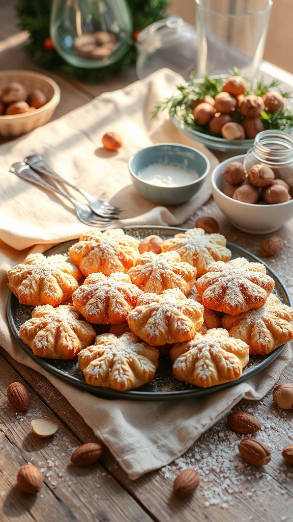 nutty flower shaped cookies
