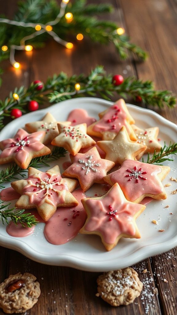 oatmeal cookies with hibiscus glaze