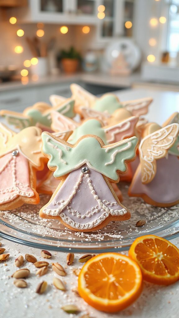 pastel frosted angel cookies