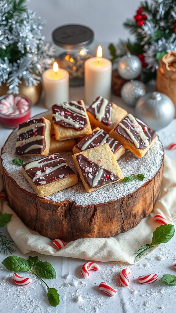 peppermint chocolate shortbread cookies
