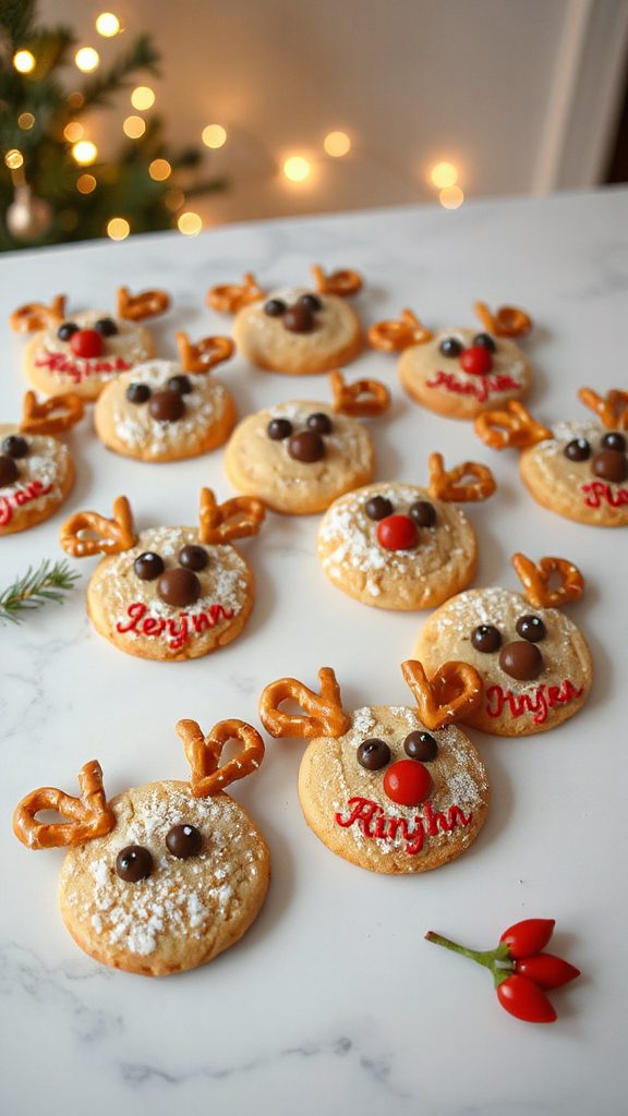 personalized reindeer face cookies