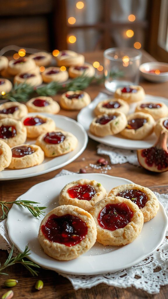 pistachio rosewater thumbprint cookies