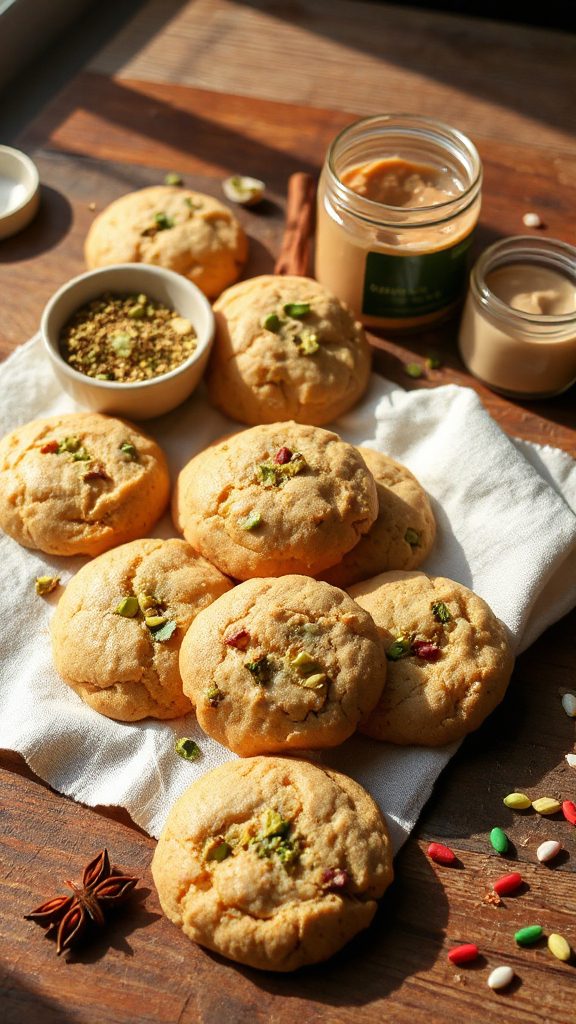 pistachio tahini cardamom cookies