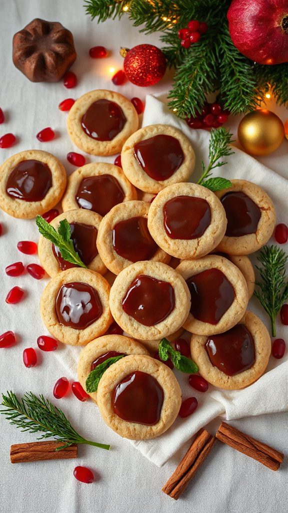 pomegranate nutella thumbprint cookies