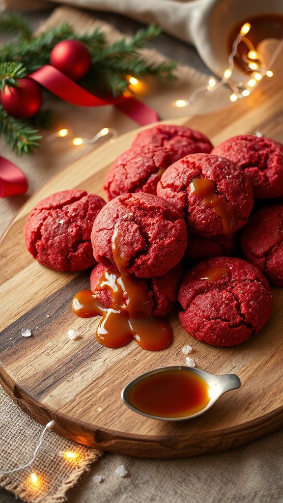 red velvet miso caramel cookies