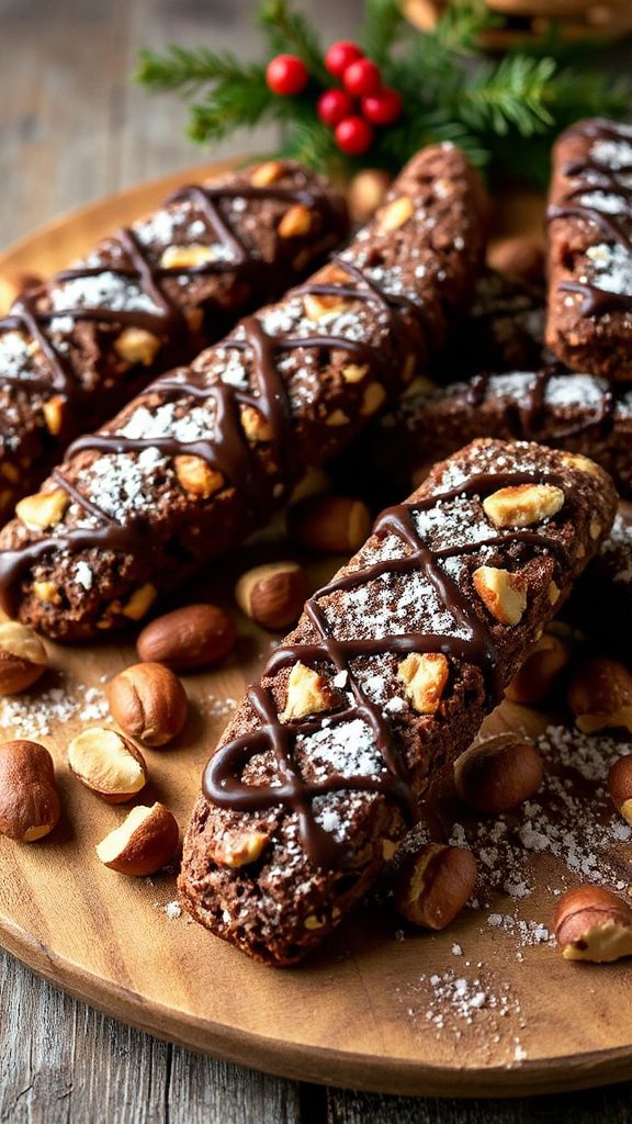 rich chocolate hazelnut biscotti