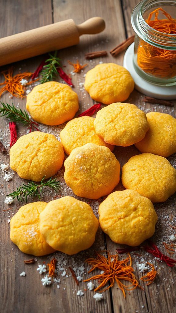 saffron infused buttery shortbread cookies