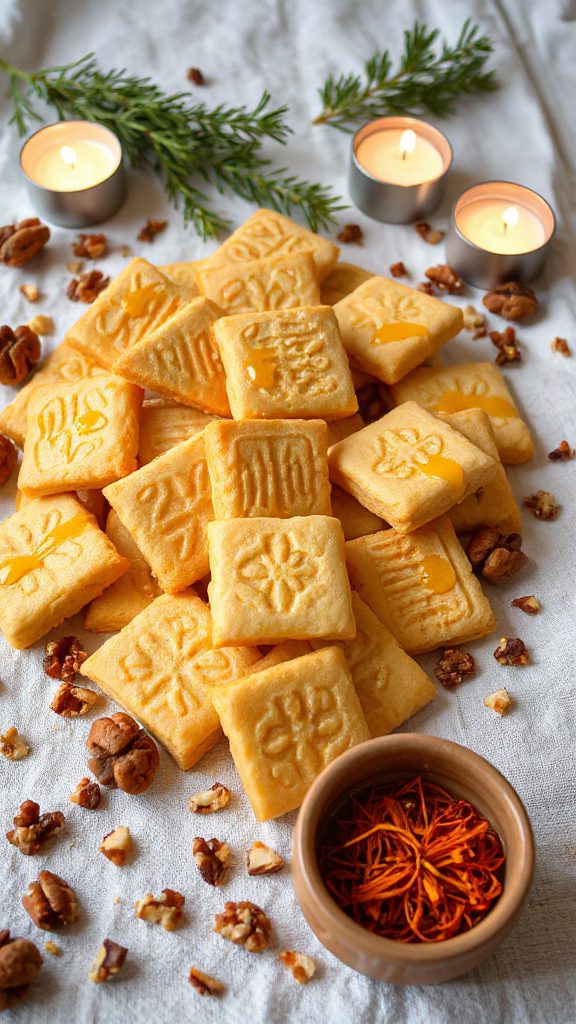 saffron walnut cookie squares