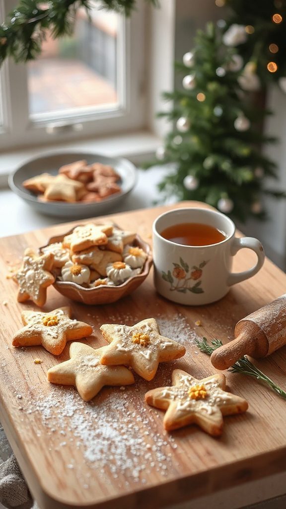 shaping festive holiday cookies