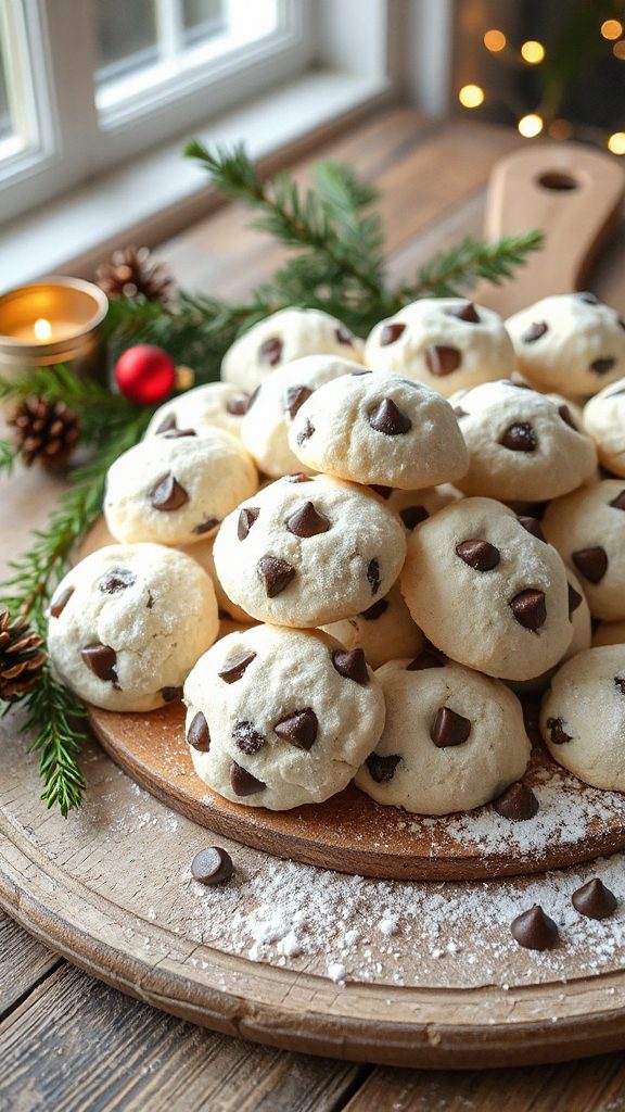 snowy chocolate chip cookies snowy chocolate chip cookies