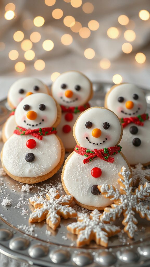 sparkly glitter snowman cookies