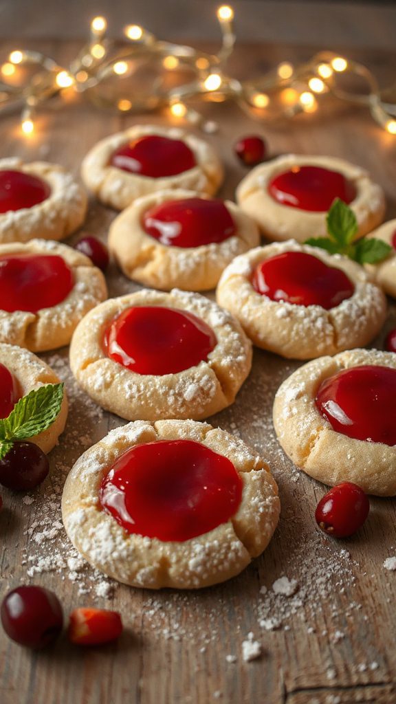 strawberry jam thumbprint cookies