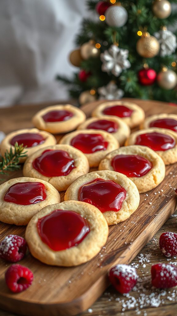 thumbprint cookies with raspberry glaze