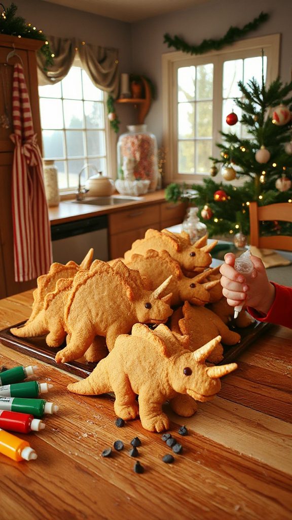 triceratops shaped peanut butter cookies