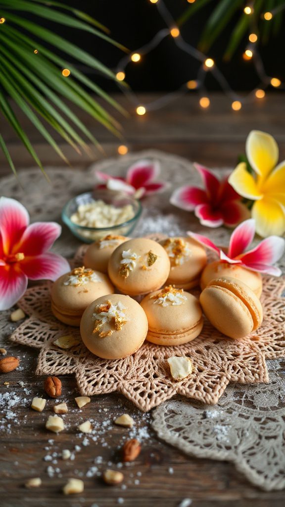 tropical coconut flavored macarons