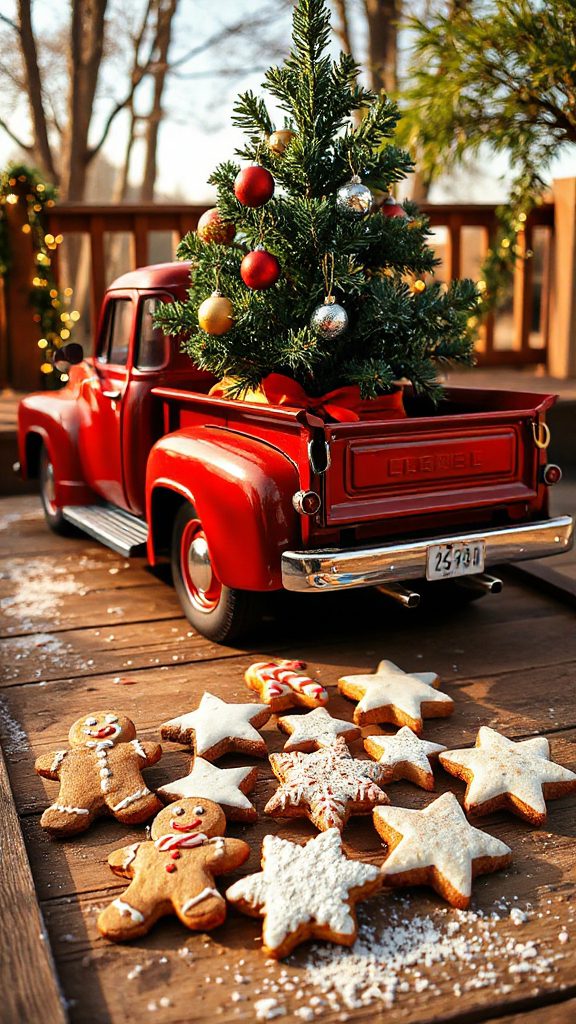 vintage christmas truck cookies