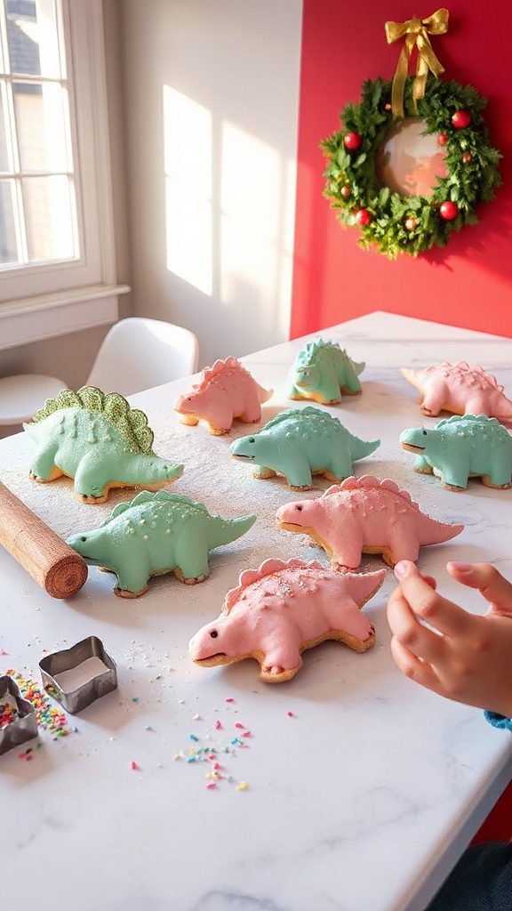 whimsical dinosaur shaped cookies