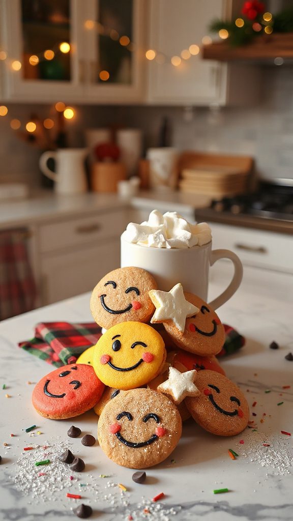 whimsical emoji cocoa cookies