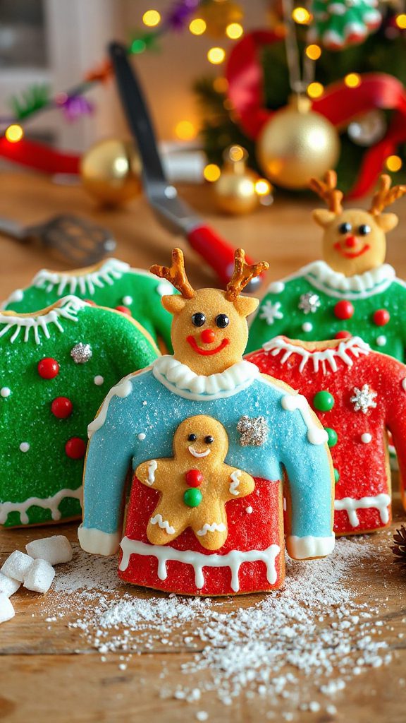 whimsical holiday sweater cookies
